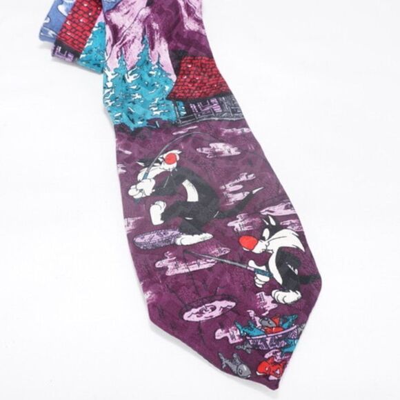 Warner Bros. Vintage Looney Toones Sylvester Silk Tie - Picture 1 of 6